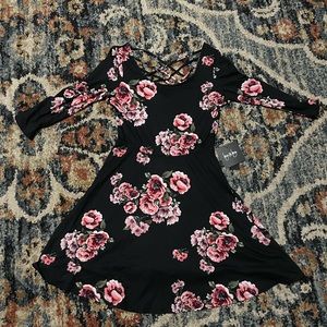 Floral dress with criss cross back detail